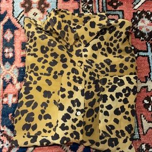 & other stories silk oversized leopard shirt
